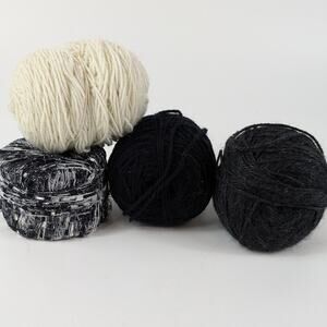 Black White Fiber Lot Bundle Specialty Yarn Thread Craft Knit Crochet Embroider